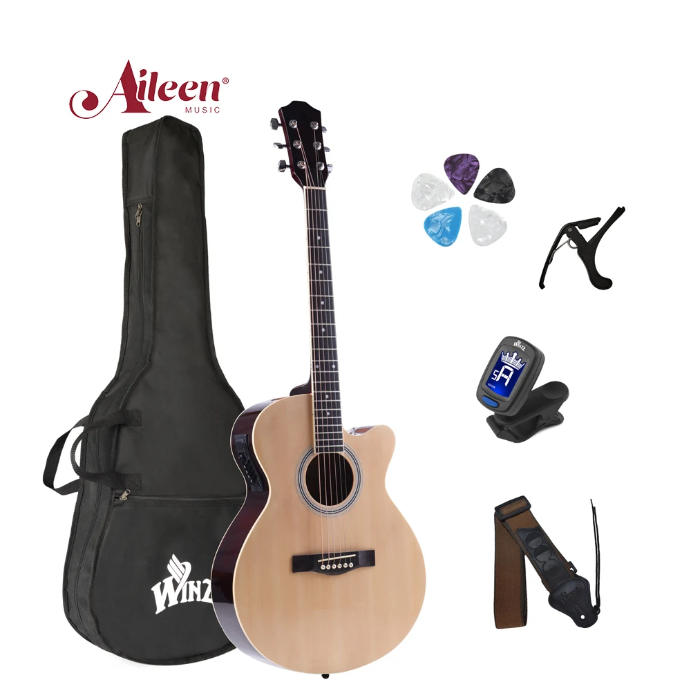 

Ready to Ship  Acoustic Electric Guitar Cutaway Gitars(AF238CE, Natural