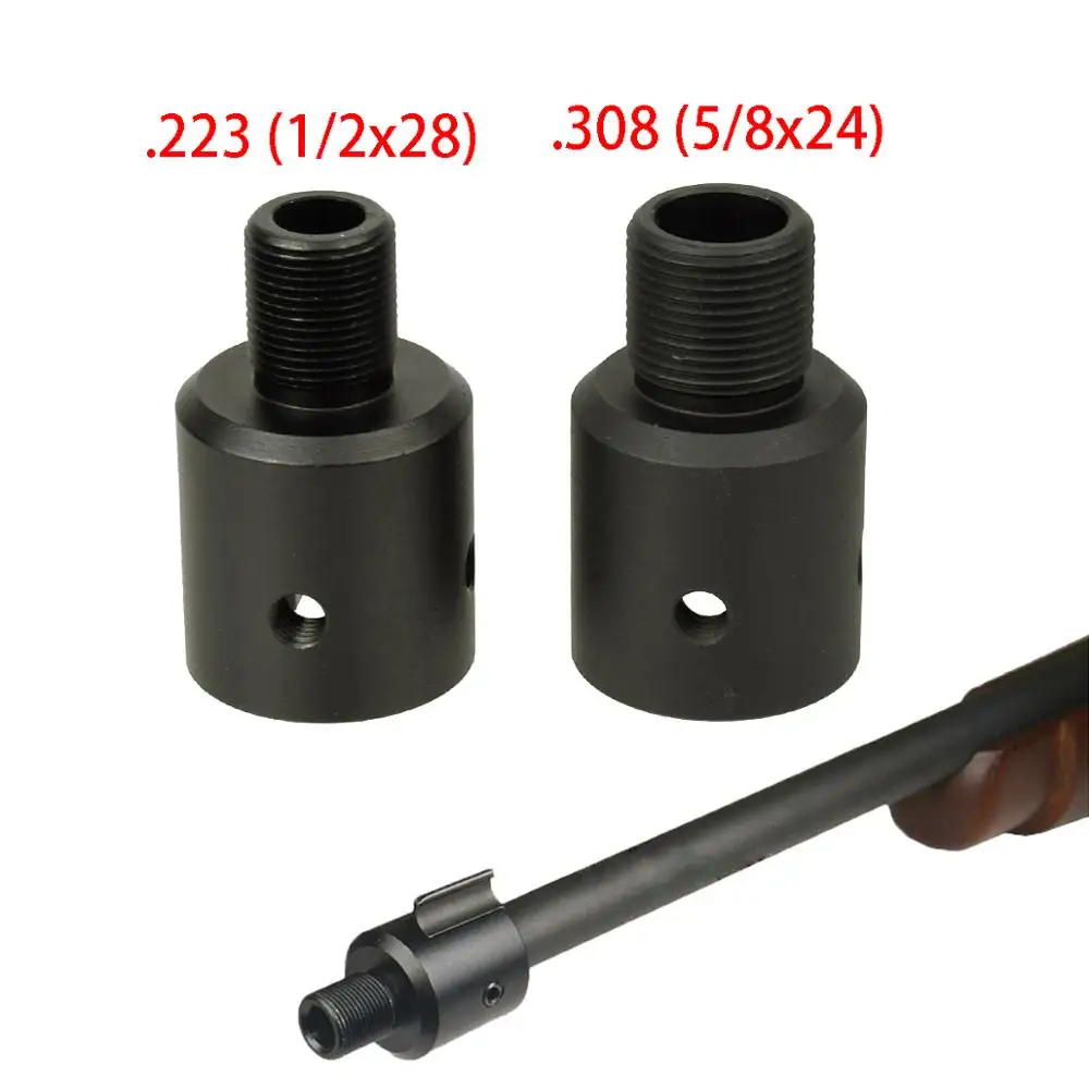 

Aluminum Ruger 1022 10/22 Muzzle Brake Adapter 1/2x28 & 5/8x24 .750 Barrel End Thread Protector Combo .223 .308, Black