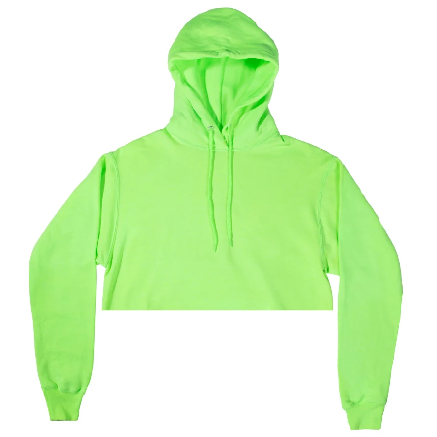Mannen 100% Katoen Crop Top Neon Lime Green Hoodies