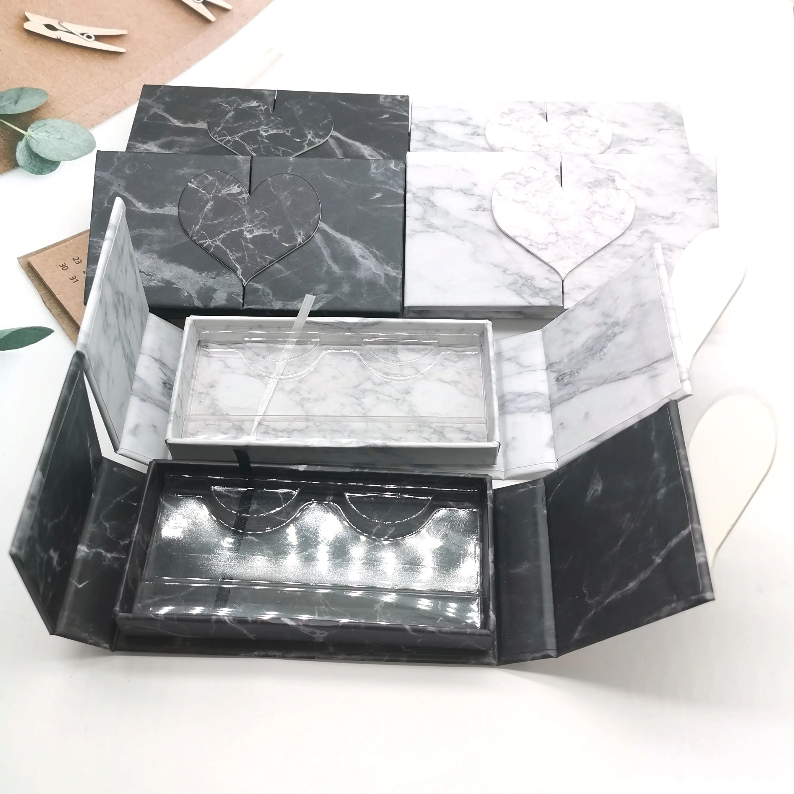 

marble logo private label black custom eyelash packaging box