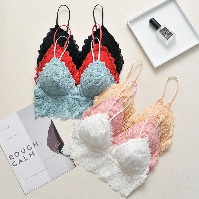 

2019 Sexy Wireless Non Adjustable Lace Women's Underwear Bra chest wrap bralette
