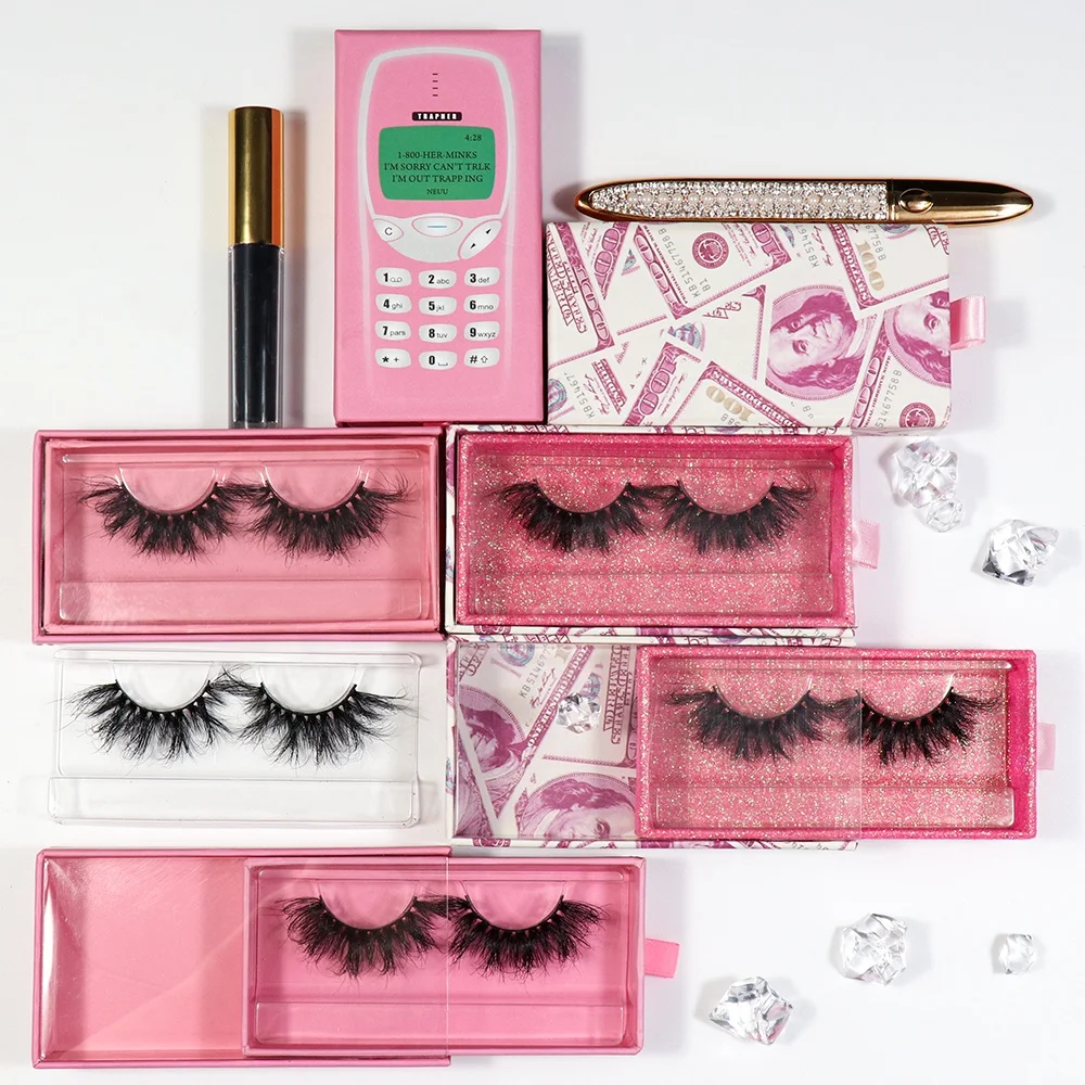 

Wholesale private label custom false eyelashes packaging packaging box real 3d fluffy 25mm mink eyelash vendors