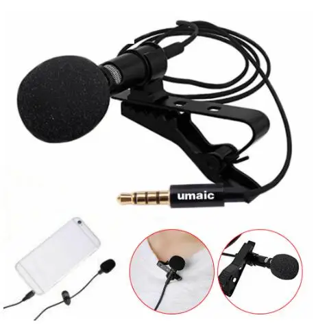 

3.5mm jack Clip-on Lapel External Lavalier Microphone For Cell Phone PC Laptop, Black