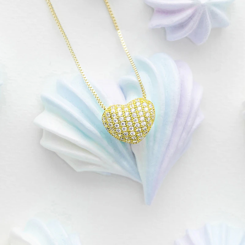 

New Ins Net Red Autumn And Winter Love Synthetic Zircon Gold-Plated Temperament Necklace, Picture shows