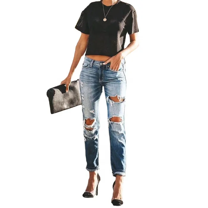 

Wholesale Fashion High Quality Women Hole Out Skinny Jeans