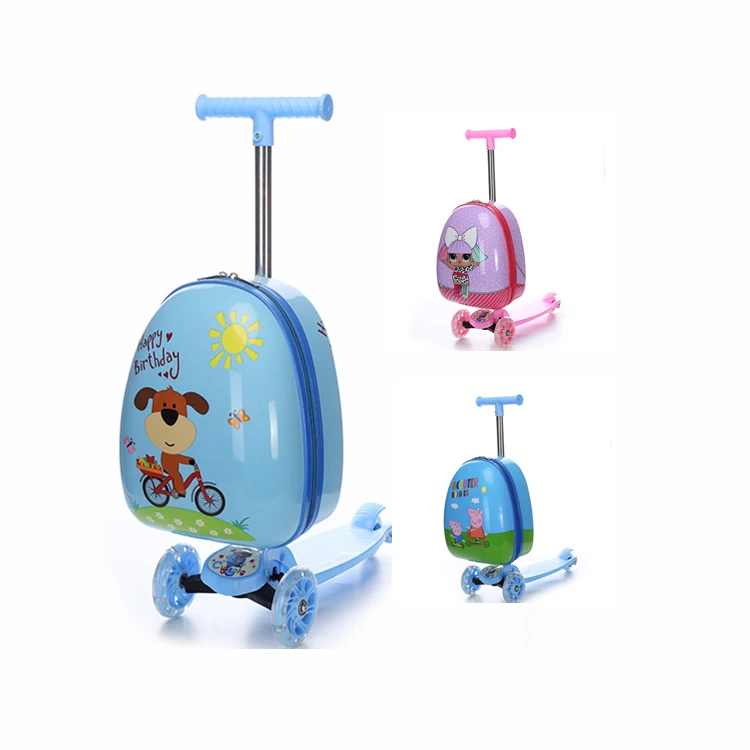 

Hard shell ABS foldable bag children Kids travelling rolling luggage suitcase case school Trolley scooter Bags set for girls, Customized color