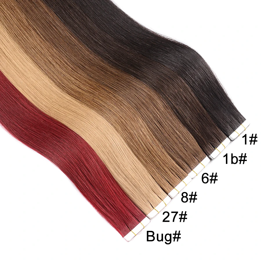 

Double Drawn Remy Free shipping Top Quality Tape In 100% Human hair Invisible Skin Weft Tape In Hair Extensions