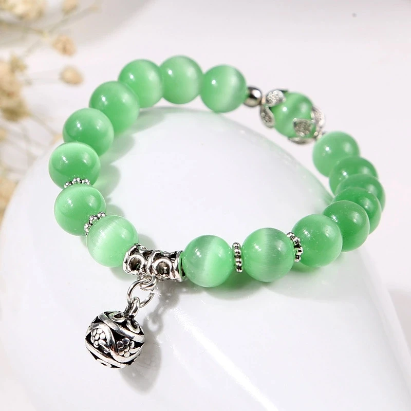 

PUSHI Natural crystal opal beaded bracelet one lap transfer ball retro ladies