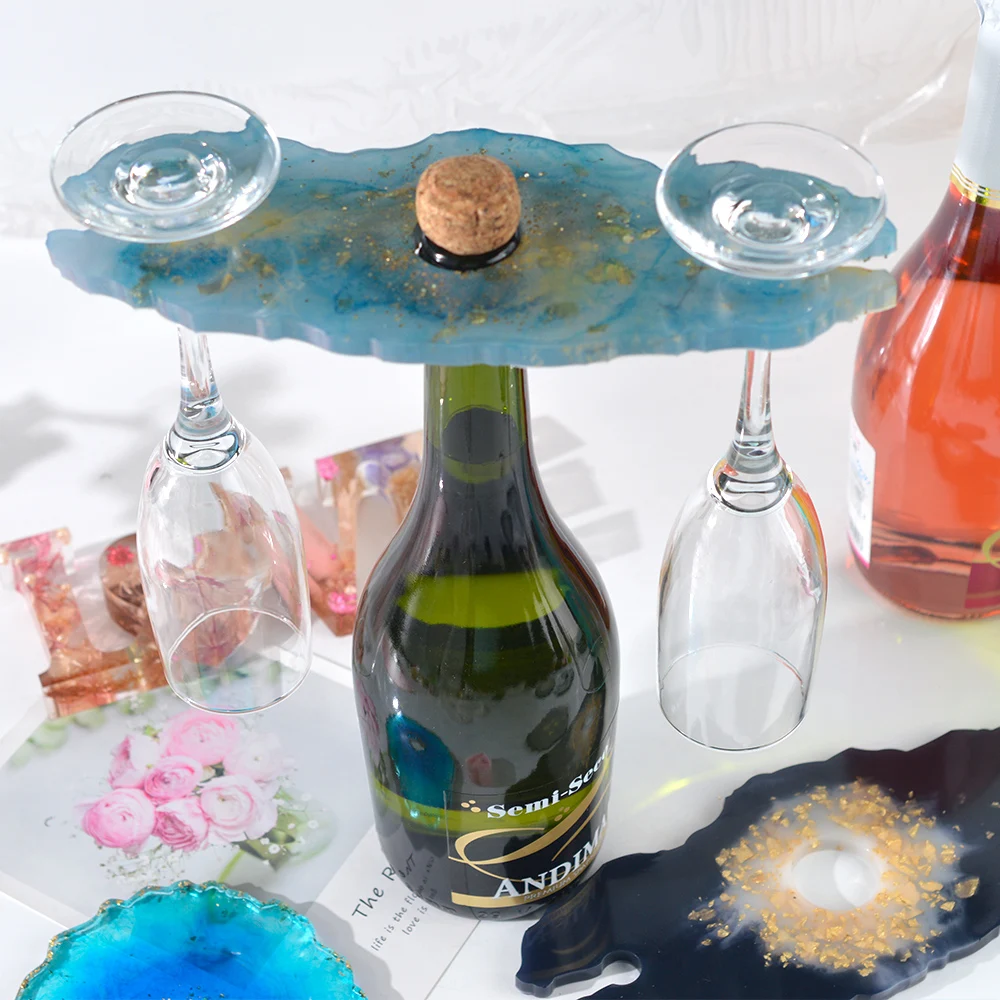 

3Pcs DIY Crystal Epoxy Coaster Mold Resin Art Tray Silicone Mold Wine Tray Irregular Tray Mold