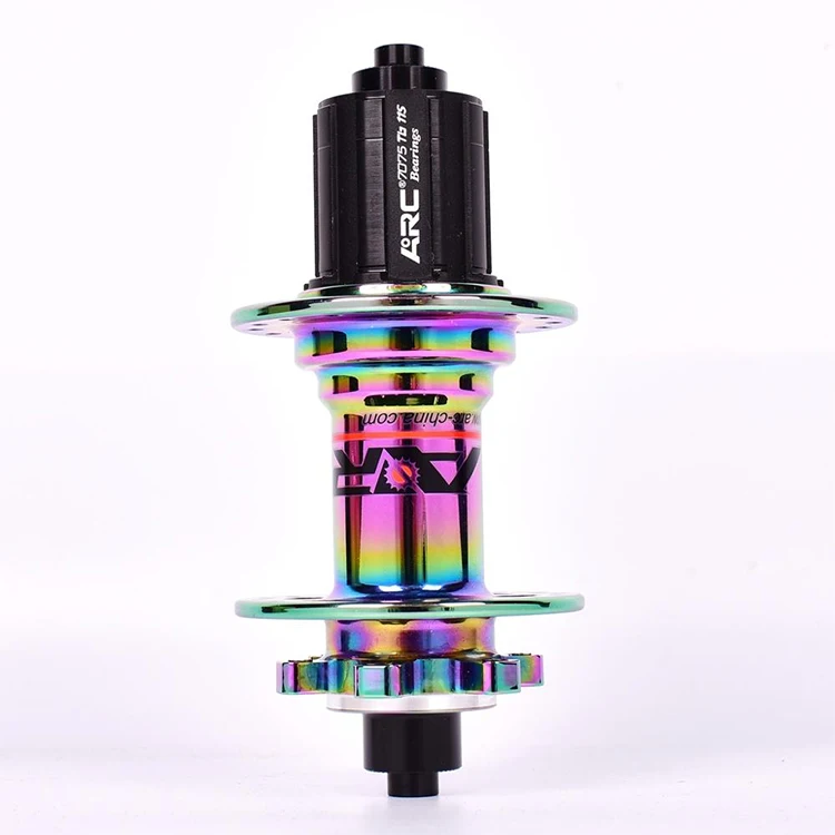 

High quality 32 hole 8 9 10 11 speed ARC hub disc brake mountain bike hub NBK bearing bicycle hub, Black/rainbowred/blue