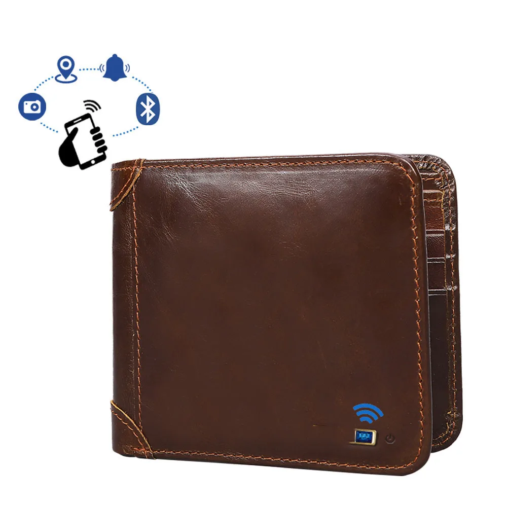 

Men's Leather Retro Short Business Multi-card Zero Wallet Intelligent Anti-Loss and Anti-theft smart Wallet