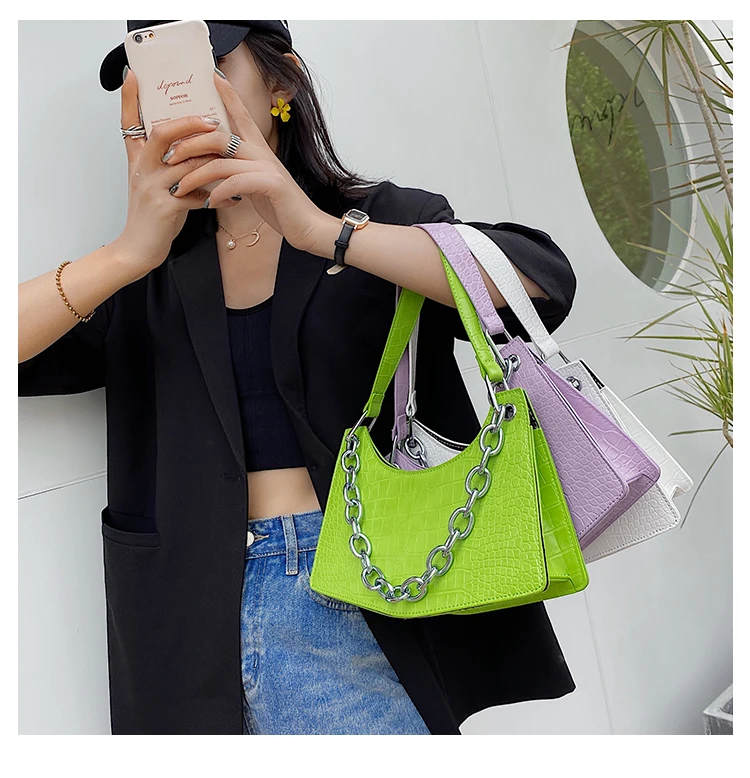

Wholesale Stylish Handbags Cross body Metal Chain Hand Bag Lady Candy Color Handbag For Women, Customizable