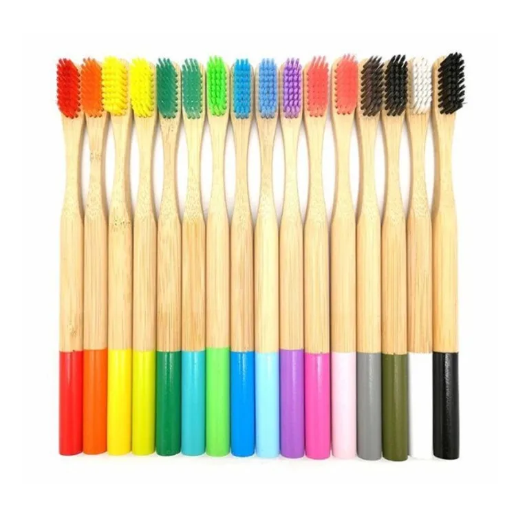 

100% Natural Bamboo Toothbrush Organic Eco Friendly Toothbrushes with Soft Nylon Bristles, White,black,pink,blue,yellow,green,red