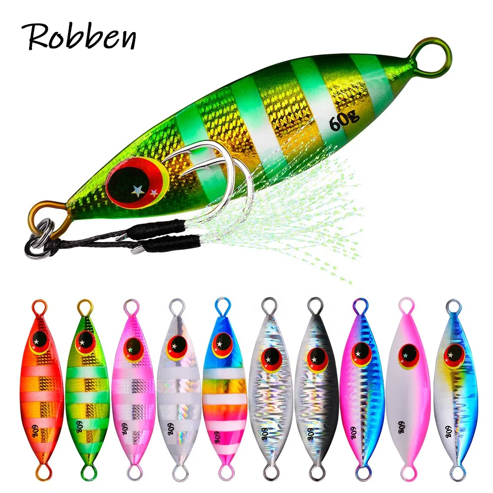 

Robben Metal Jig Spoon Lures 10g 20g 30g 40g 60g Artificial Baits Shore Slow Jigging Hard Lead Bass Fishing Lures, 10 colors