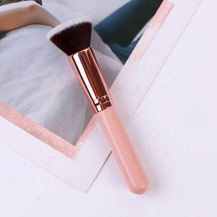 

On sale private label vegan BB cream makeup brush light pink flat foundation brush for makeup, Customized color