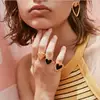 2019 New Big Black White Heart Rings For Women Lady Fashionable Vintage Heart Adjustable Finger Knuckle Ring For wedding Party