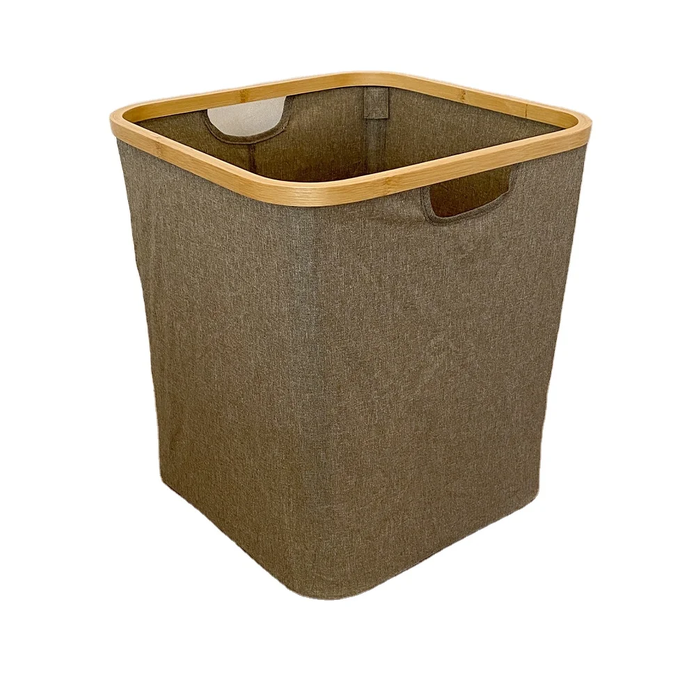 

Oxford Fabric Laundry Canvas Clothes Storage Basket laundry hamper collapsible Stack Bamboo Laundry Hamper