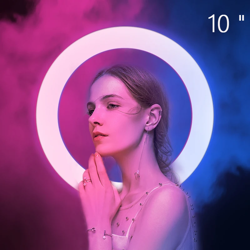 

Ready To ShipRGB10inch/26cmABS+PC Material ring light with stand with 1.7M tripod standFor Photography