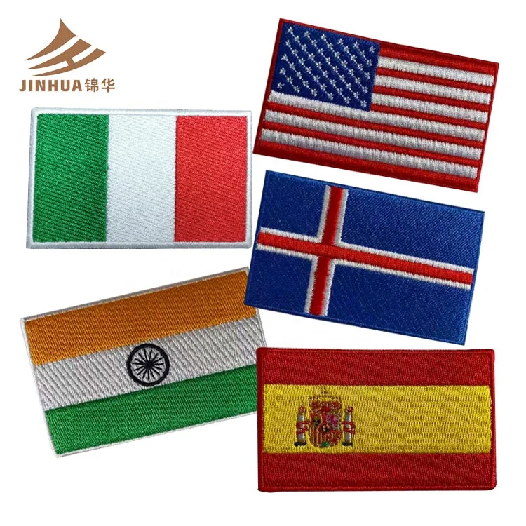

High quality cheap flag embroidery patch international country sew on or iron embroidered flag, Custom
