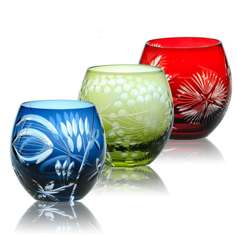 

Wholesale customization of creative printed Gothic style glass cups, Red blue green clear