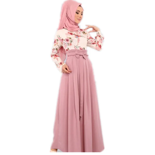 Wholesale high quality long sleeve floor length printing sarees low price abaya dubai India kaftan abaya Islamic Clothing