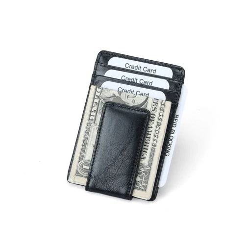 

Men's RFID Blocking Minimalist Money Clip Rfid Slim Credit Card Holder Genuine Leather Card Casual Wallets For Men, Customized color