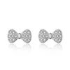 Rose gold color Nickel and lead free bow knot shape Solid 925 sterling silver stud earrings