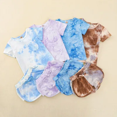 

2 Pcs Kids Wholesale Baby Girls Tie-dye Toddler Outfit Clothes Summer Infant Sets For Kids
