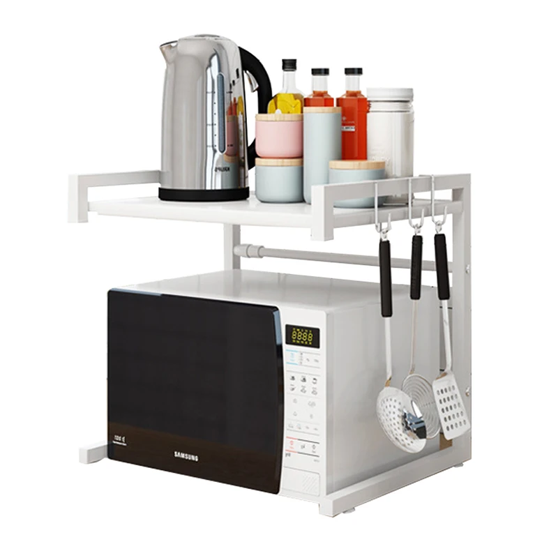 

Factory direct sales Adjustable Stainless Steel Kitchen Storage Rack Stand Telescopic Kitchen Microwave Oven Shelf
