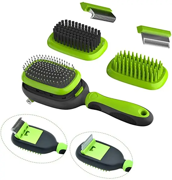 

Stylish Animal Deshedding Pin Brush Pet Hair Grooming Kit Tool Set, Green