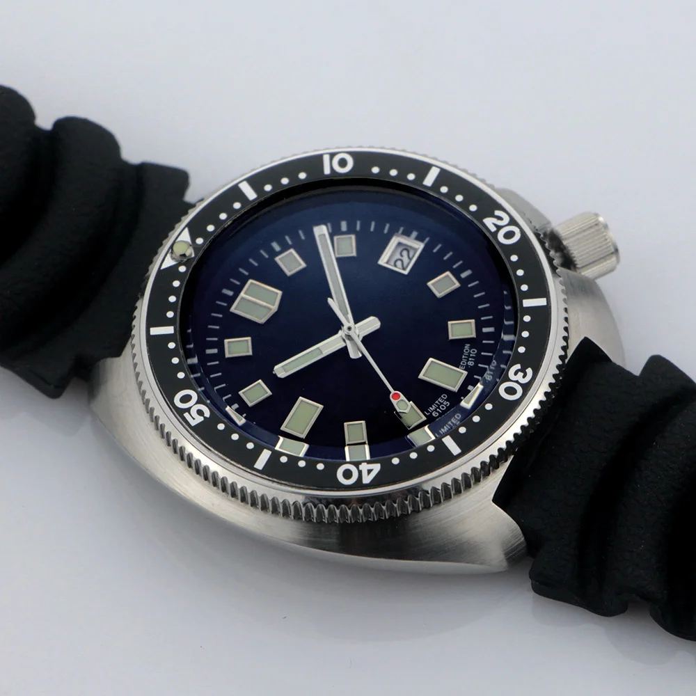 

Super September New Design 200M japan Automatic 6105 Transparent Back Dive Watch, Black dial