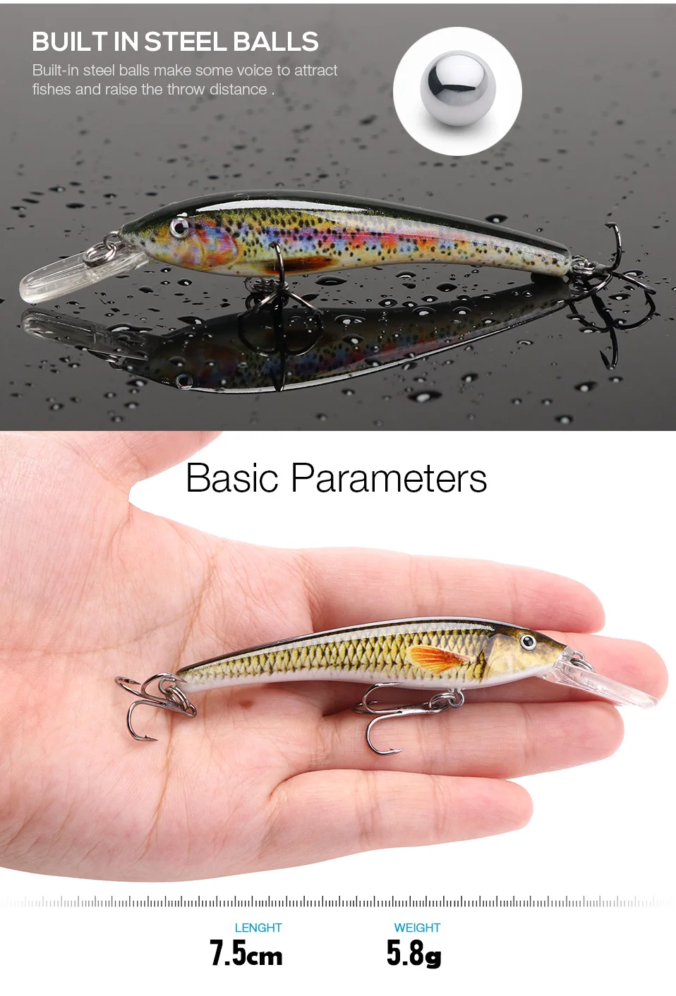 75mm 5.5g Sinking Minnow Plastic Hard Lurebass Fishing Lures Wobbler Bait Buy Lure Minnow