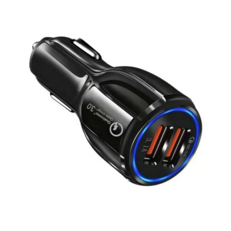 

Qunhui Hot Sell 5V 3.1A Car USB Charger Universal QC3.0 Fast Fast Car Charger Dual USB Car Mobile Charger QC3.0 For Phone, Black, white