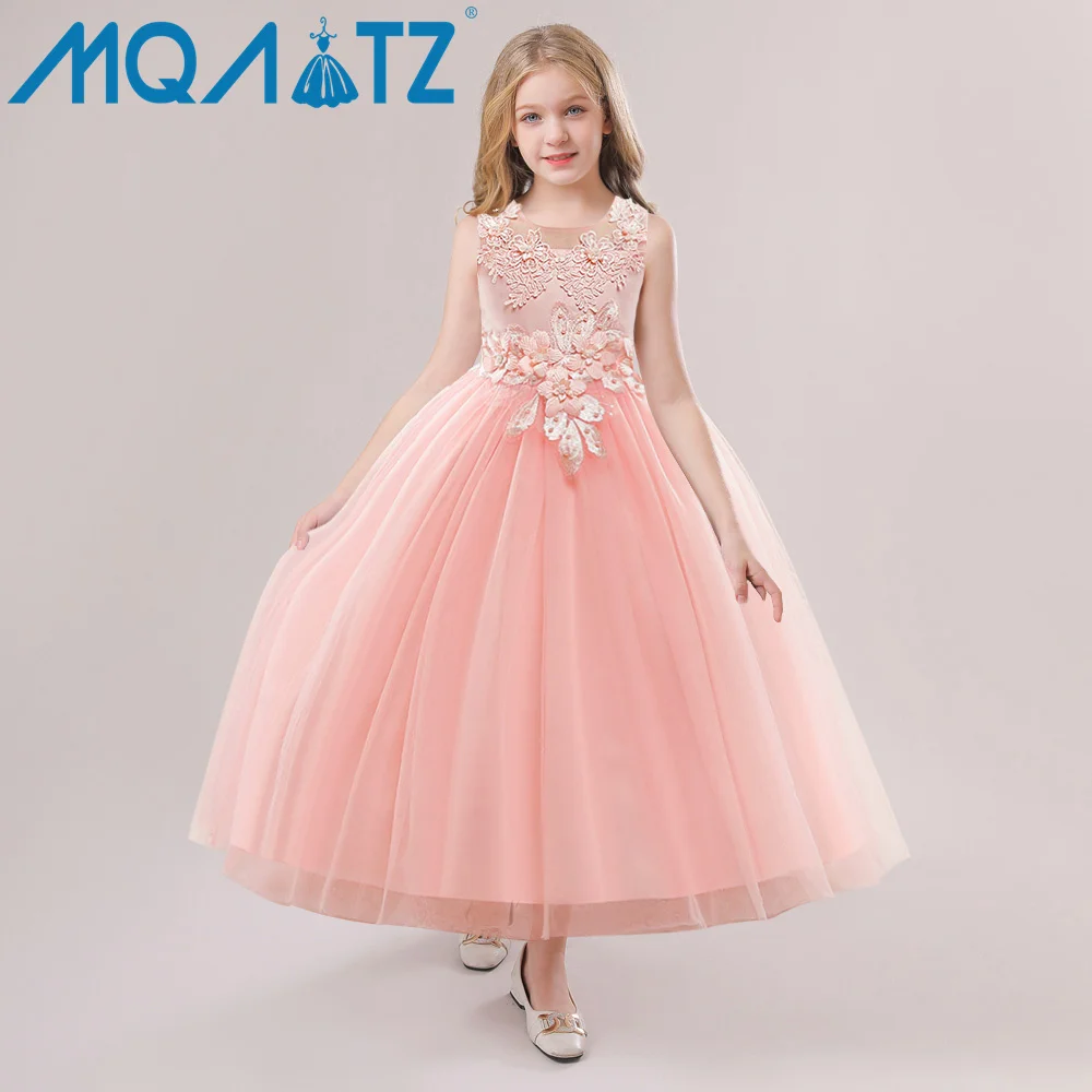 

MQATZ New Birthday Party Dress Sleeveless girl dress Elegant White Princess Fashion Embroider Dress For Baby Girls