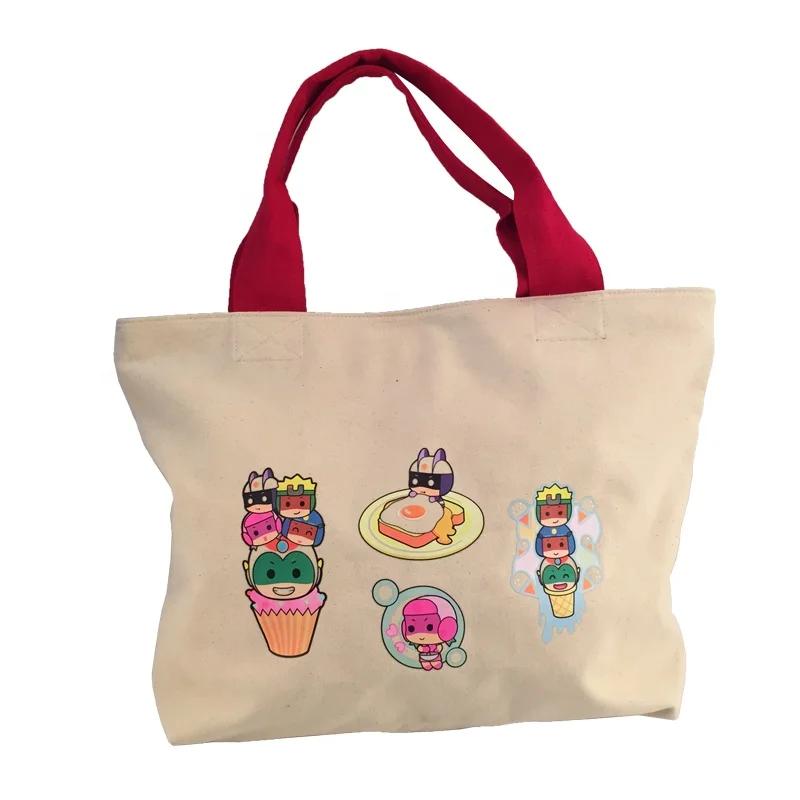 

Natural Color Cartoon Printed Zipper Foldable Soft-Loop Women Canvas Tote Bag for Shopping, Orange/custom