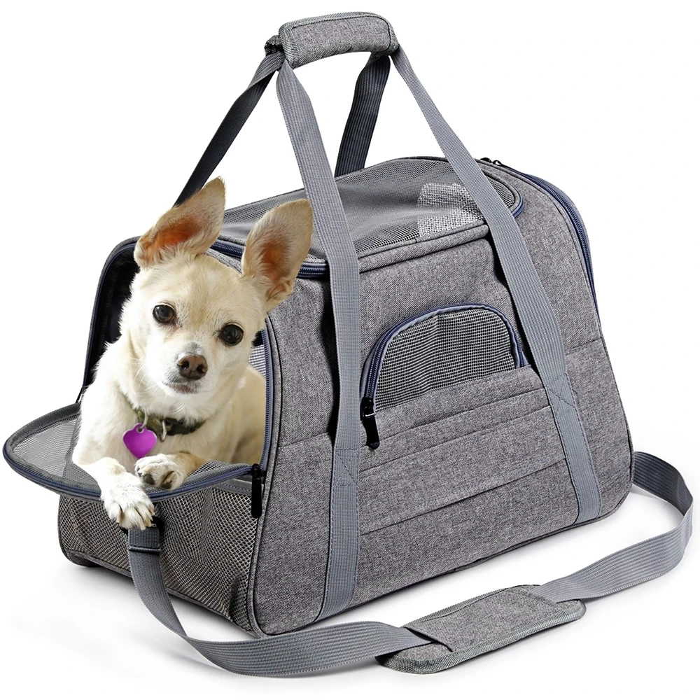 

Amazon Hot Sale Pet Carriers Portable Breathable Foldable Soft Sided Collapsible Travel Dog Carrier, As picture