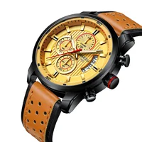 

NIBOSI 2372 Watch Men Leather Sport Waterproof Quartz Clock Fashion Amy Military Male Wristwatch Chronograph Relogio Mascu