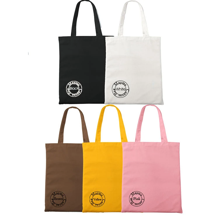 

Wholesale custom printed logo eco friendly reusable Plain Tote Bags foldable canvas cotton shopping bags, White/black custom any color