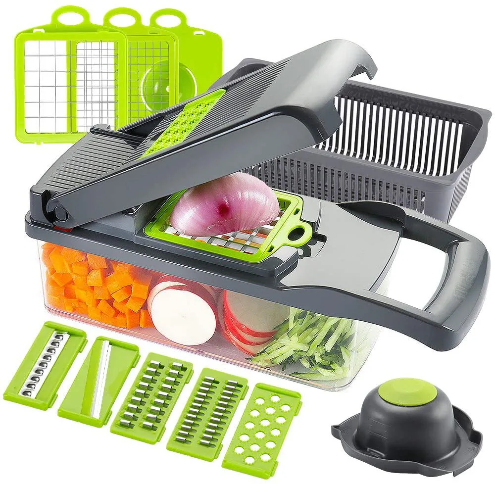 

Amazon Hot Selling Custom Logo Kitchen Onion Strongest Slicer Dicer Manual Vegetable Fruit Cutter Chopper with Container
