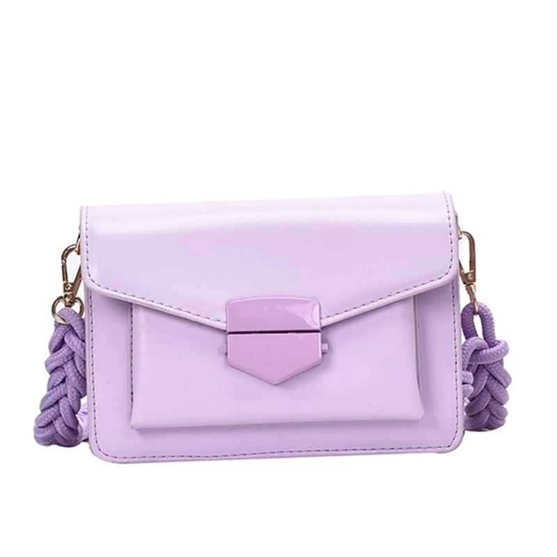 

2021 Summer Girls Designer Bag Hot Purple Clolor Solid Color PU Leather Chain Crossbody Bags For Women, 5 colors