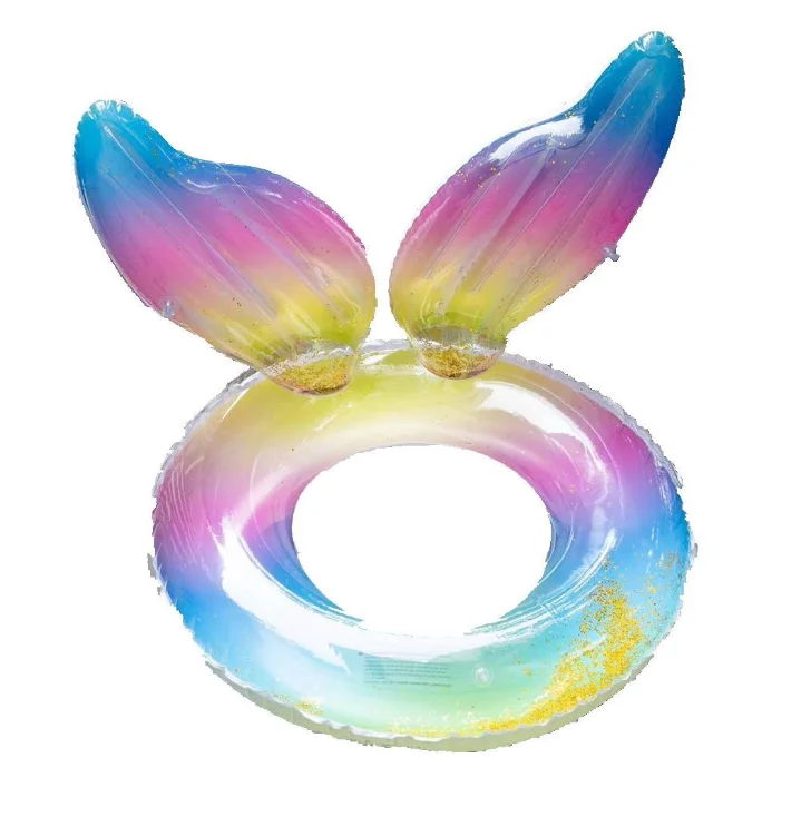 

New Design PVC swimming ring inflatable Rainbow Sequins Mermaid Crown Children's Swim Ring, As pic