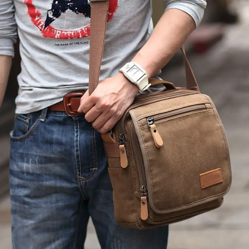 

Men Canvas Vintage Messenger Bag Shoulder Crossbody Bag, Black,khaki,coffee