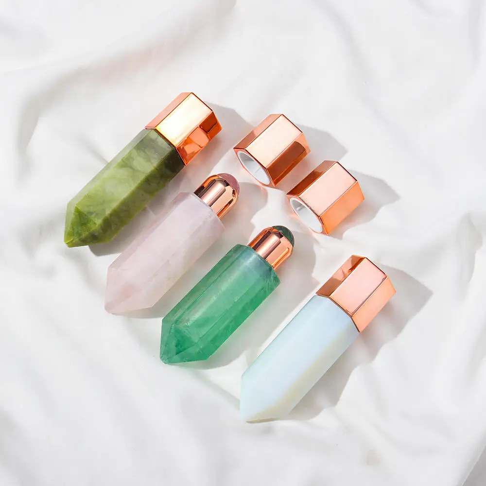 

Natural amethyst essential oil bottle crystal massage healing stone crystal crafts