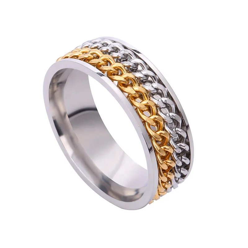 

stainless steel jewelry factory Titanium steel Chain rings for men Rotatable