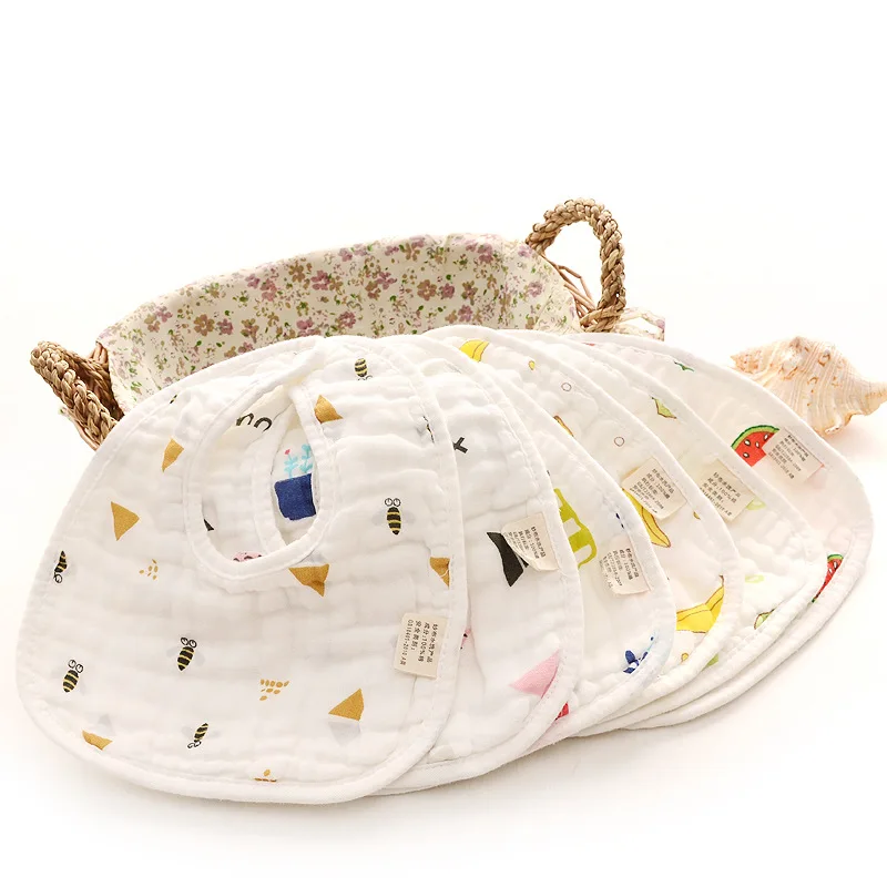 

Wholesale water absorption U Shape Printed Unisex 100% Cotton Toddler Feeding Baby Bib, Multicolor