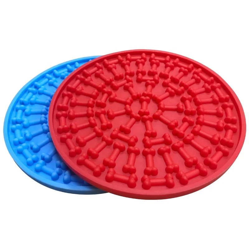 

Silicone Slow Eating Dog Lick Pad with Suction to Wall Safe Material Mat Bowl for Dog Bathing Training Grooming, Blue,red