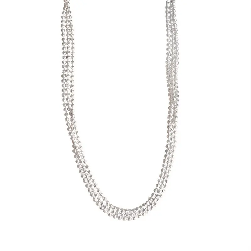 925 Sterling Silver Three-layer Glitter Bead Necklace Female 2021 New Minimalist Ins Design Temperament Neck Chain