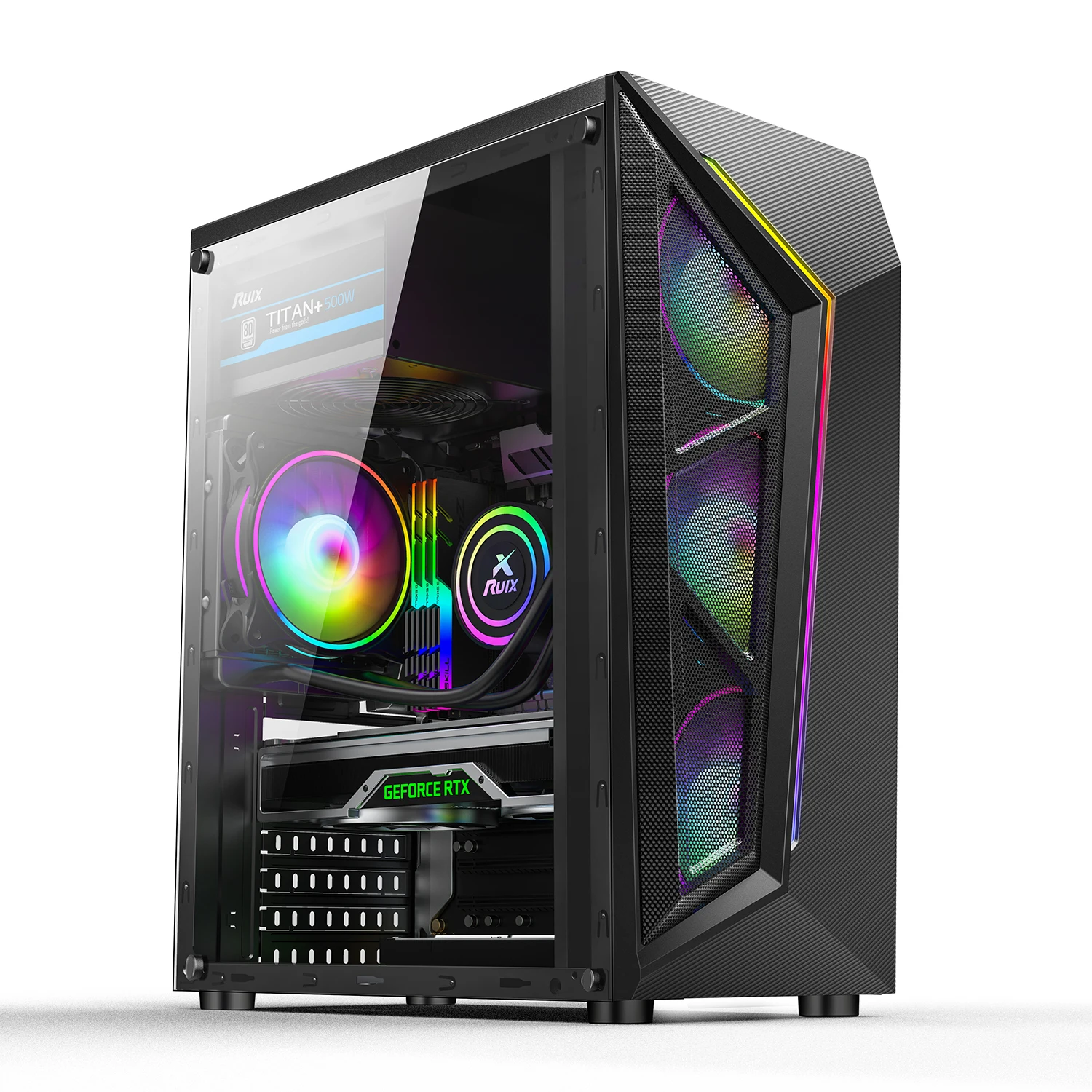 

OEM 2021 new case tempered glass gaming pc cabinet ATX full tower gamer computer case with RGB LED strip factory price