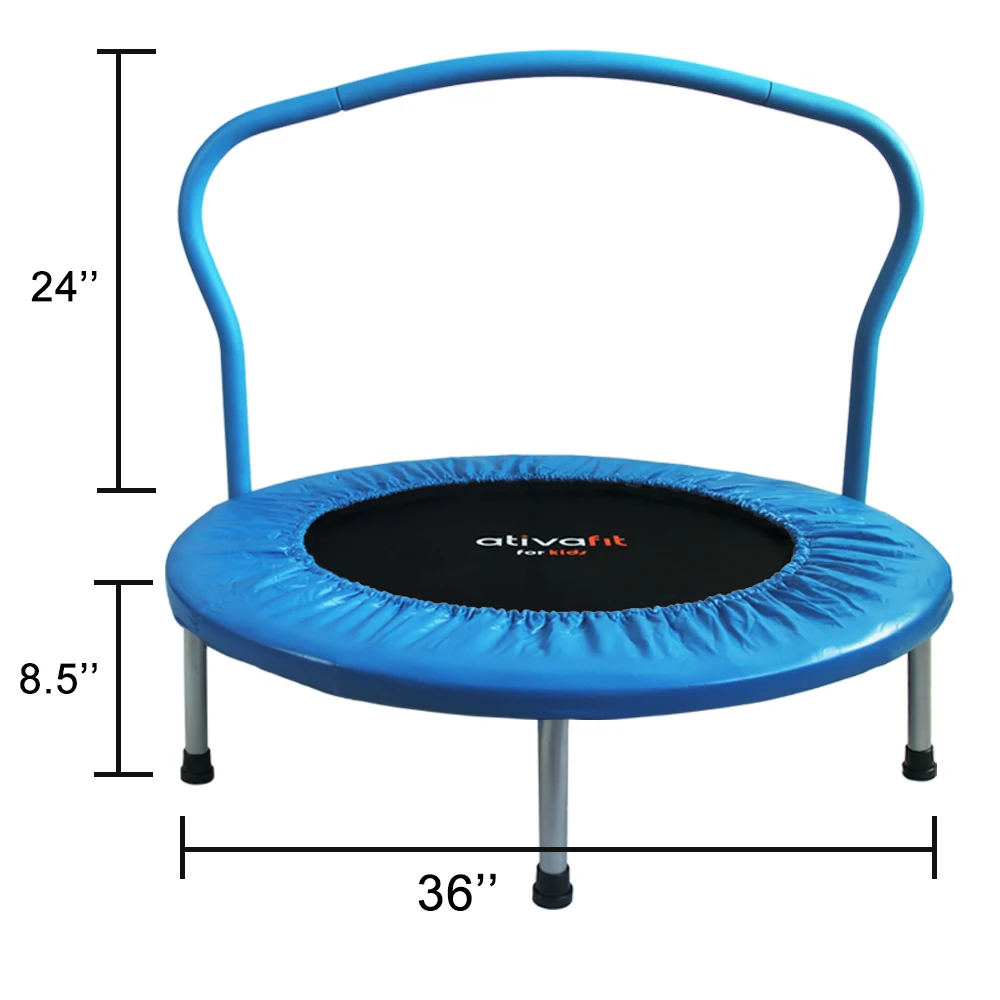 

36inch small trampoline kids indoor trampoline bed with Adjustable Foam Handle adult fitness equipment wholesale trampolinen, Yellow,pink