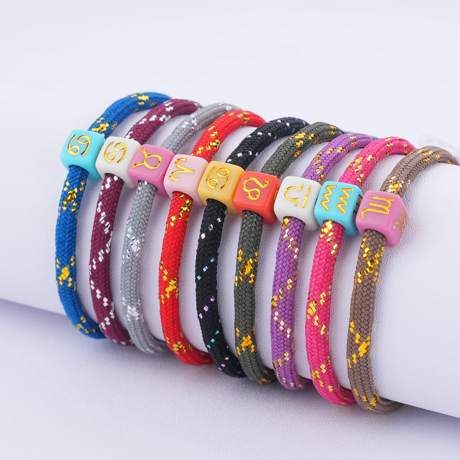 

Bohemian Colorful Hand Made Woven Adjustable Zodiac Sign Rope Bracelet for Friendship Jewelry Gift